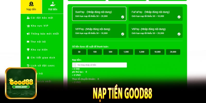nạp tiền Good88